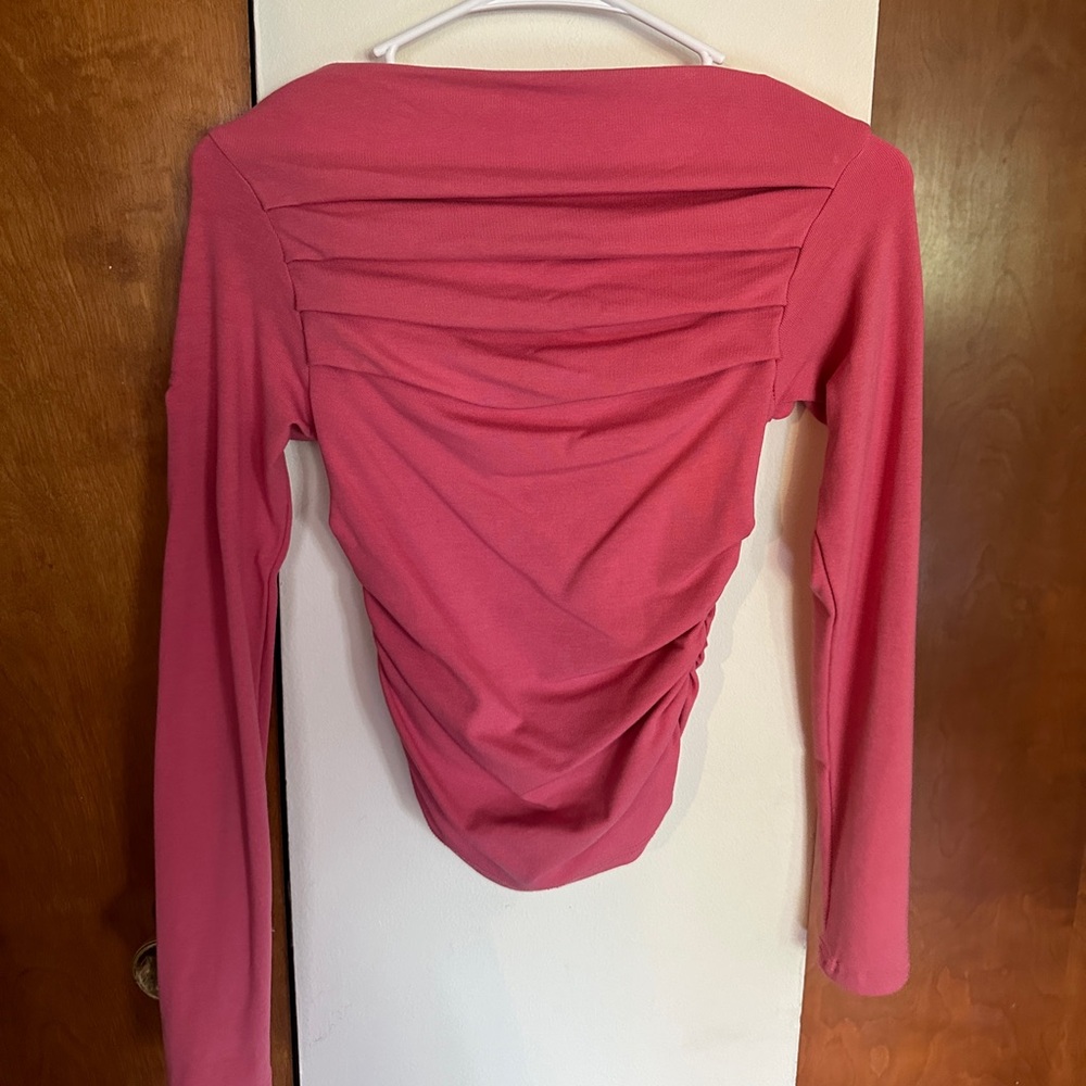 Pink long sleeve over the shoulder top - Picture 2 of 3